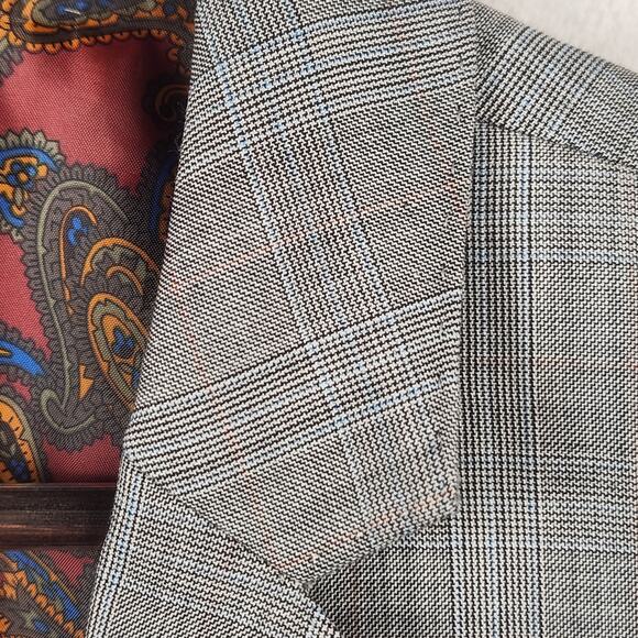 Sam Surin Bespoke Blazer Men 42 Gray Glen Plaid Luxury Wool Italy Jacket EUC - Picture 9 of 16